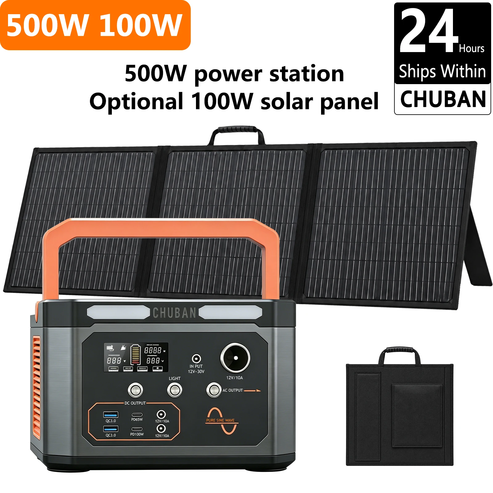 Tragbare Powerstation Solar-Generator mit 100W Solarpanel Optional für Camping, Zuhause, Notfall-Backup, Outdoor, Wohnmobil