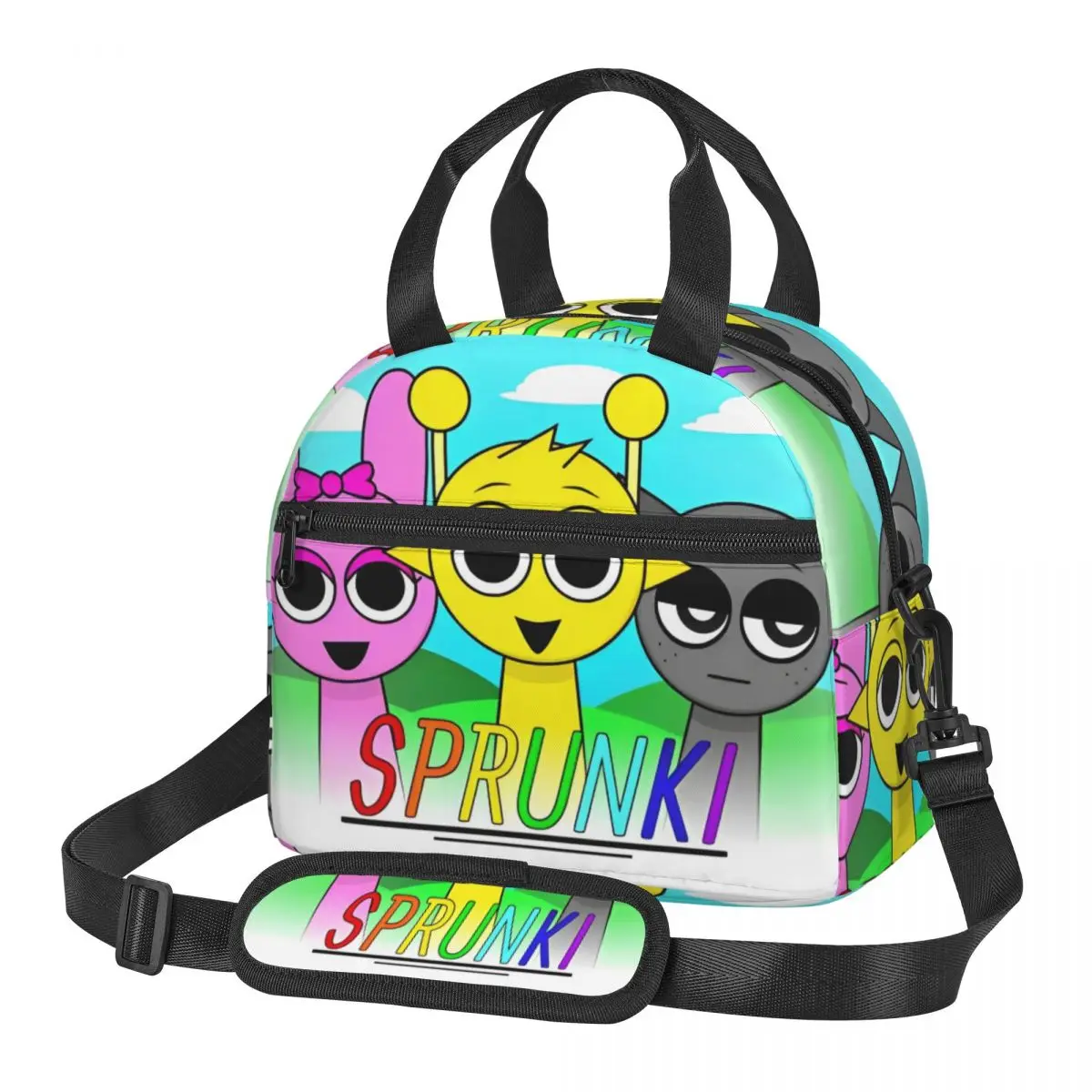 

Incredibox Sprunki Accessories Large Insulated Lunch Tote Bag With Adjustable Shoulder Strap Funny Game Cooler Thermal Lunch Box