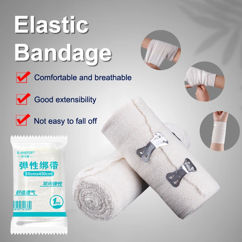 

1Roll Elastic Compression Bandage Wrap With Hooks,Athletic Sport Support Tape For Ankle,Wrist,Arm,Leg Wound First Aid Measure