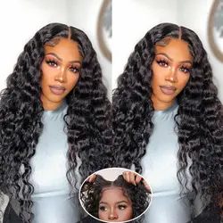 5x5 Glueless Deep Wave Ready to Wear Lace Clousure Wig Human Hair Pre Plucked 6x4 Curly Brazilian Transparent Lace Frontal Wigs