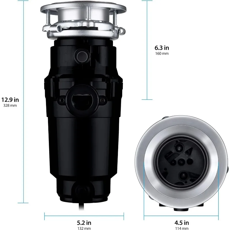 Aço inoxidável Food Waste Grinding System, eliminação de lixo preto, 10 US-WM-058-3B, 1, 2 HP Economia, preto