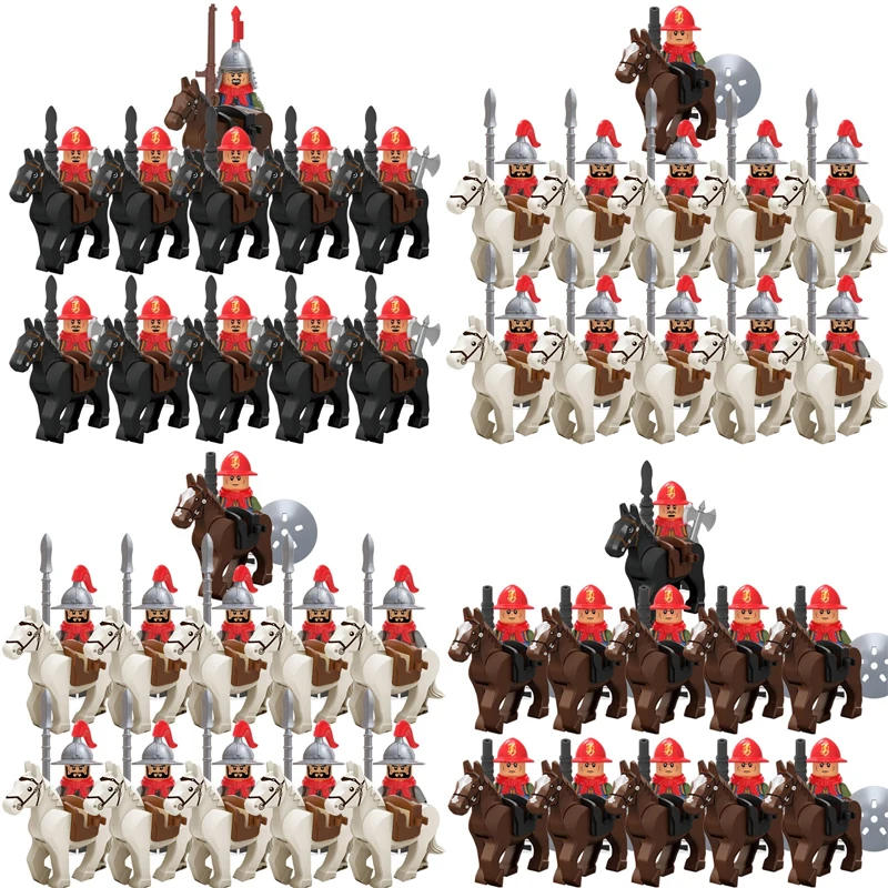 

KT1090 Set of 11PCS Koruit Ming Dynasty Soldier Warrior Riding Helmet Weapon Children's Block Toy