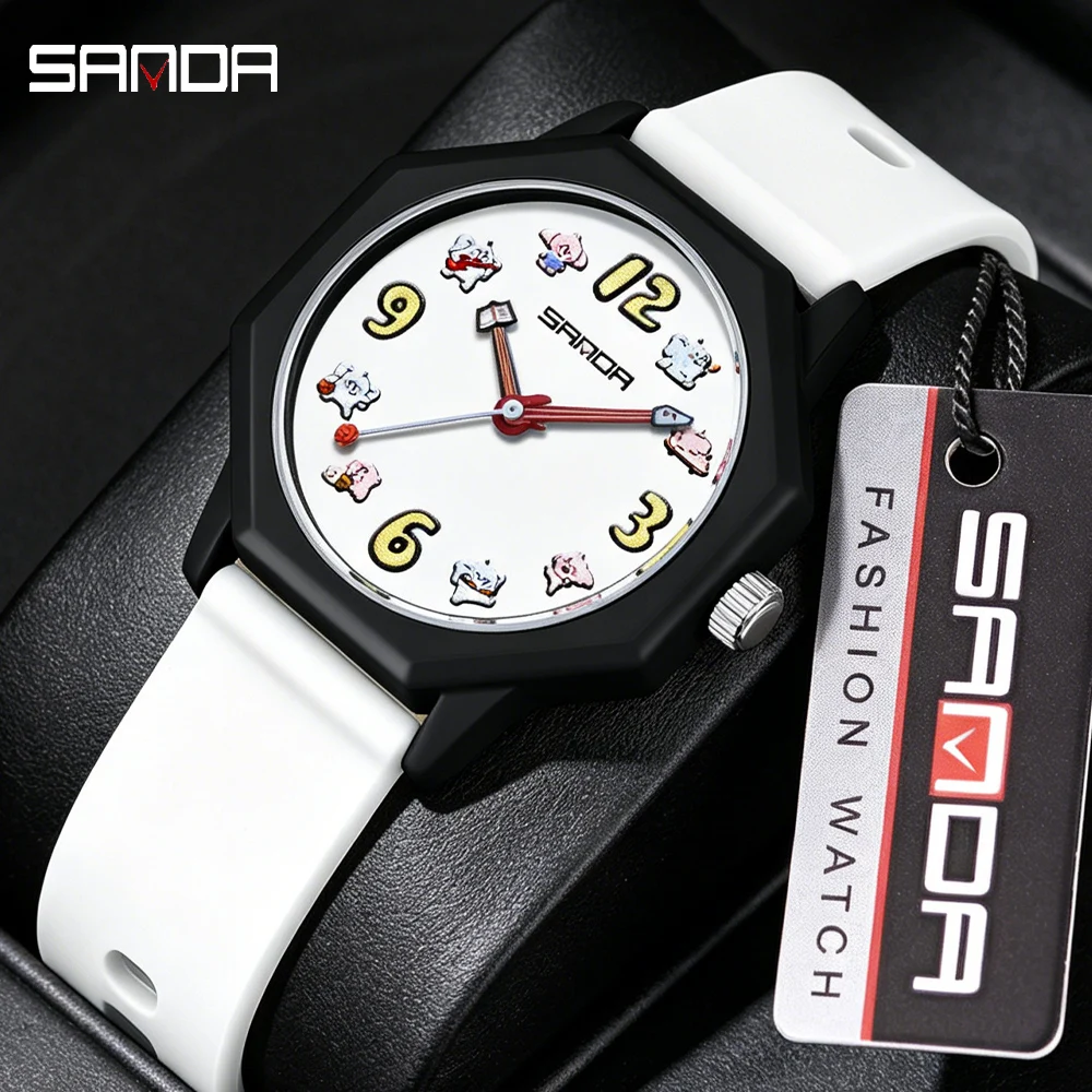 SANDA Delicate Fashion Female Waterproof Quartz Bracelet Watch Plain Minimalist Shape For Teen Girls Reloj Mujer Womens Watch