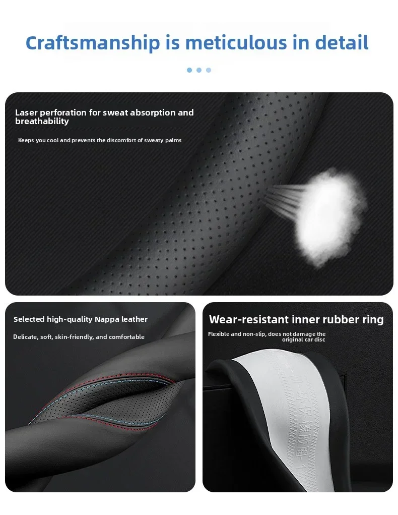 2026 Für BYD Leder-Lenkradbezug Ultra Dünn 15 Zoll Passend für Atto 3 Seal Han Tang Dolphin Seal U Atto 2 Zubehör – Detail 4