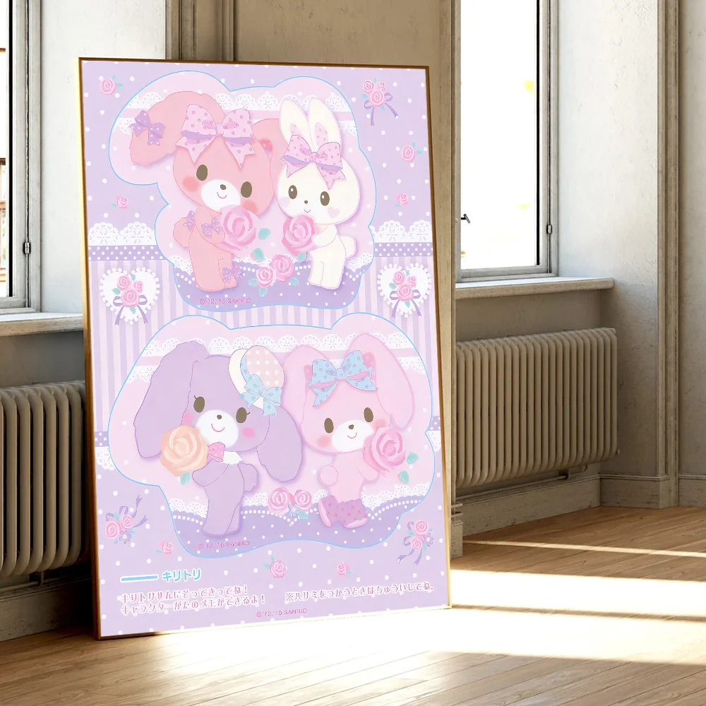 AZNM Sugarbunnies Bonbonribbon Rosa niedliches Kaninchen-Cartoon-Leinwand-Wandkunstwerk, ungerahmt, Mädchenzimmer-Dekor-Poster – Detail 7