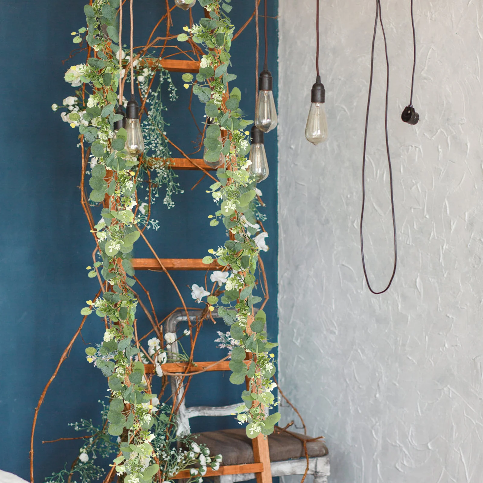 

Fake Eucalyptus Vine Artificial Pendant Floral Leaves Garland Wedding Party Wall Hanging Decor Faux Green Vine Plant Rattan