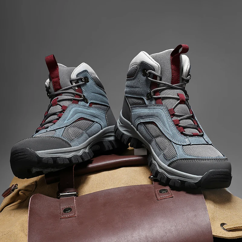 High Quality Men's Boots Outdoor Non Slip Hiking Boots Fashion Casual High Top Men's Boots Wear-resistant Sneaker Botas Hombre view 4
