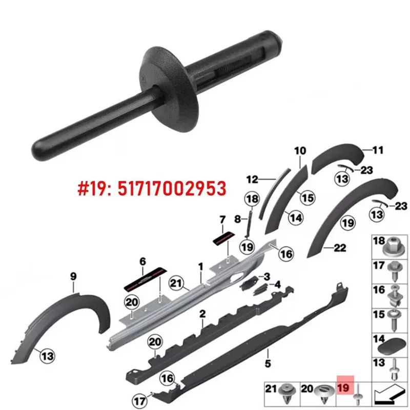 Car Fender Wheel Arch 6mm Fastener Clip Plastic Expansion Mudguard Rivet For BMW X5 X1 X3 E83 E84 F25 E53 E70 X6 E71 E72 7