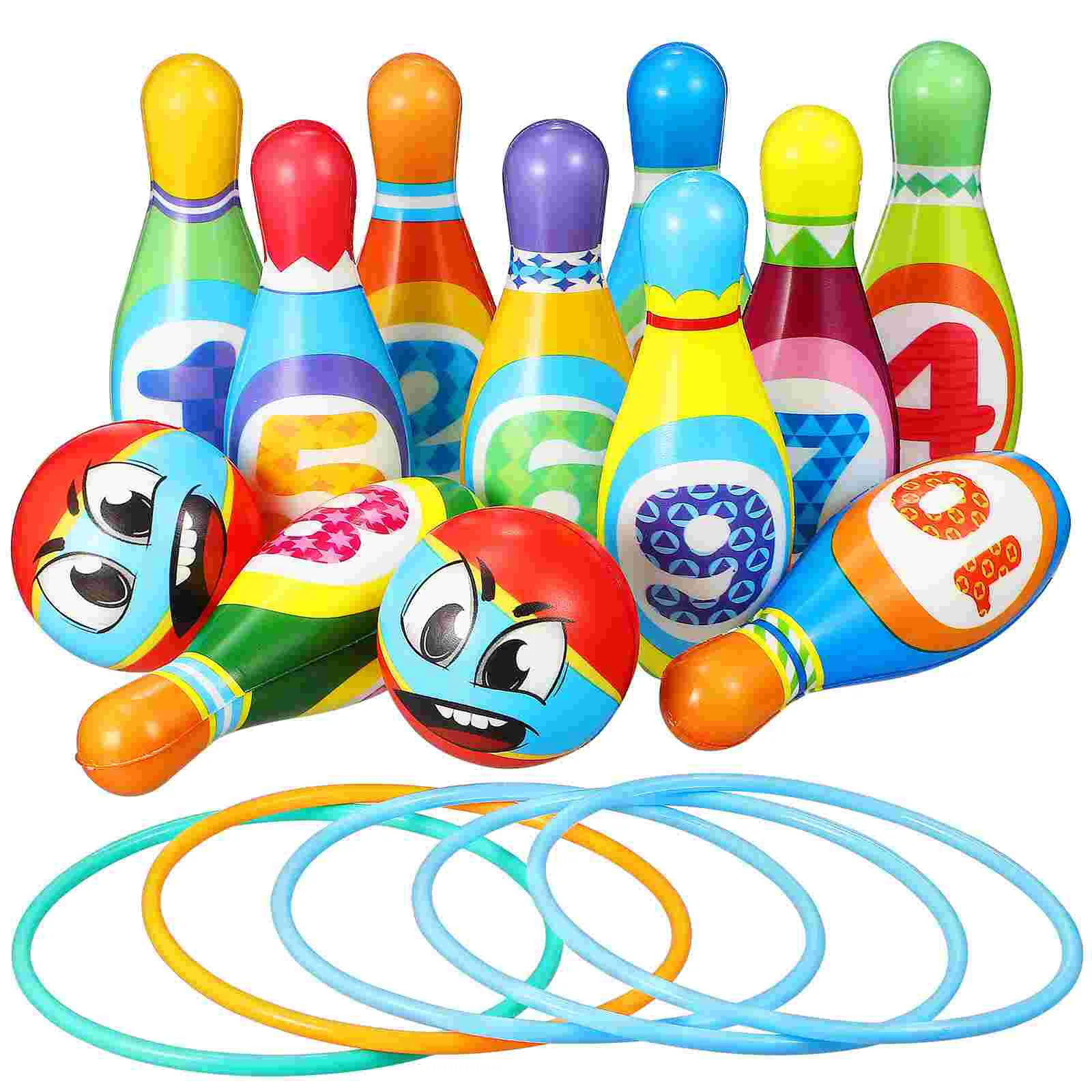 1 Set Funny Bowling Toys Kids Bowling Pin Bowling Balls Toss Game Rings Educational Toy bowling set bowling kit