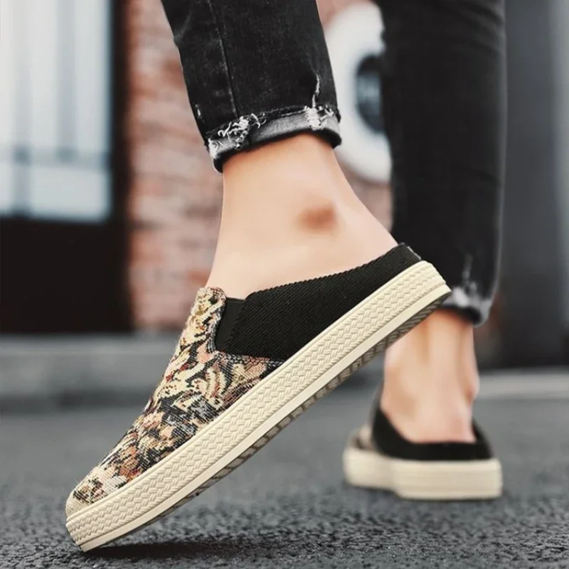 

Холщовые шлепанцы для мужчин, резиновые полусандалии из ЭВА, мужские повседневные дизайнерские роскошные элегантные тапочки, летняя распродажа 2024, трендовая обувь