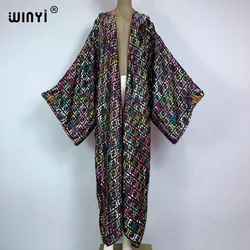 Nowa afrykański nadruk WINYI słodka dama plażowa artystyczna długi kardigan ścieg na co dzień Boho Maxi przyjęcie świąteczne strój plażowy kimono