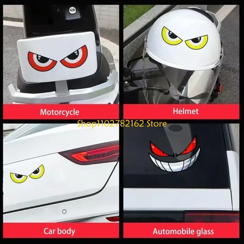 547B أسنان الحيوان مستوحاة الدراجات البخارية ملصق ثلاثية الأبعاد تنقش تصميم عاكس ملصق السلامة مقاوم للماء للدراجات النارية #2