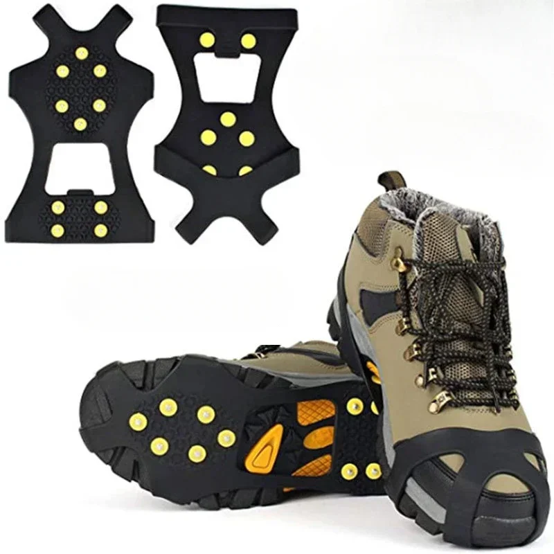 10 Studs Snow Ice Claw Anti-Skid Snow Ice Thermo Plastic Elastomer Climbing Shoes Spikes Grips Cleats Over Shoes Covers Crampons