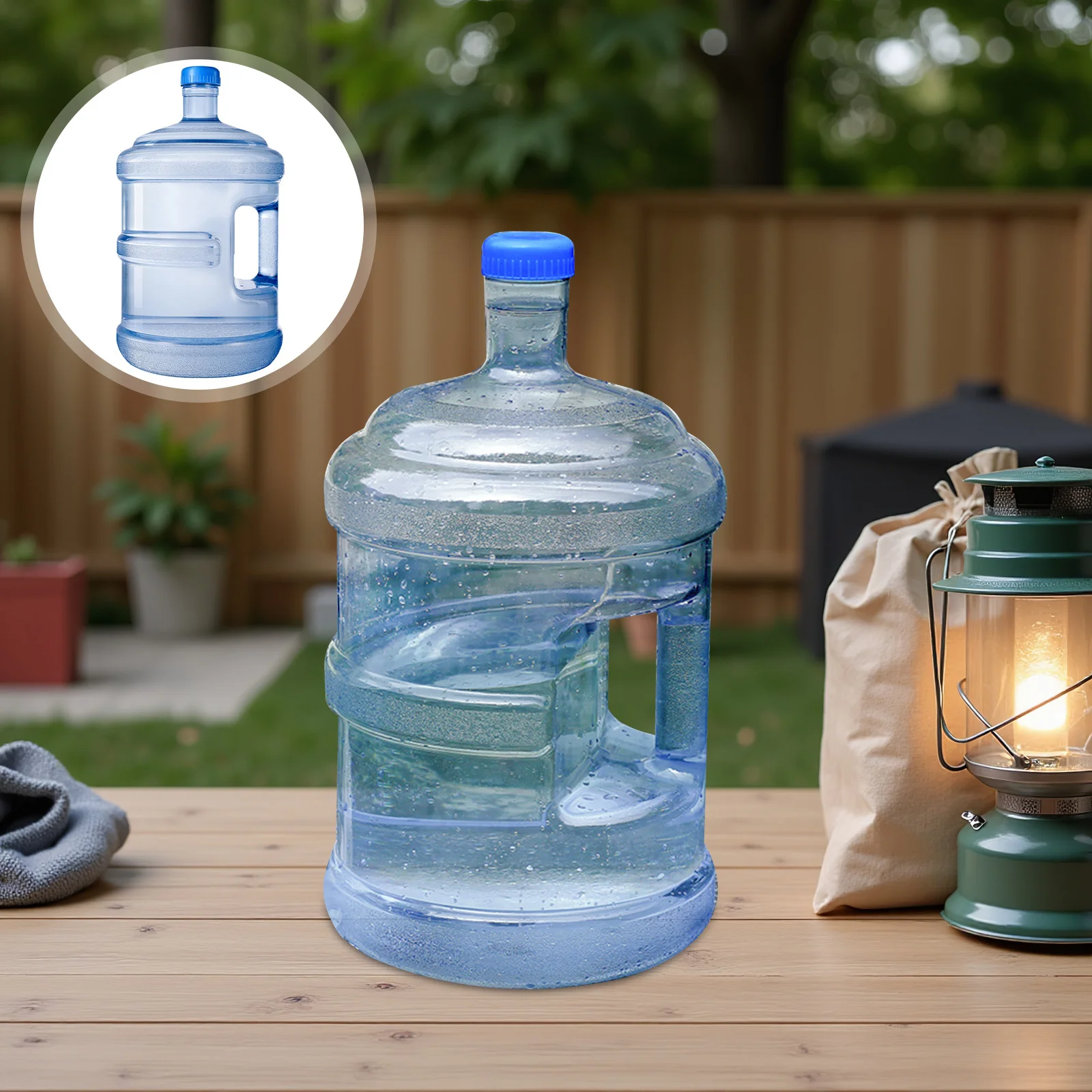 

15L Pc Pure Water Bucket Durable Camping Outdoor Large Capacity Clear Water Container Sky Blue Easy Carry Handle