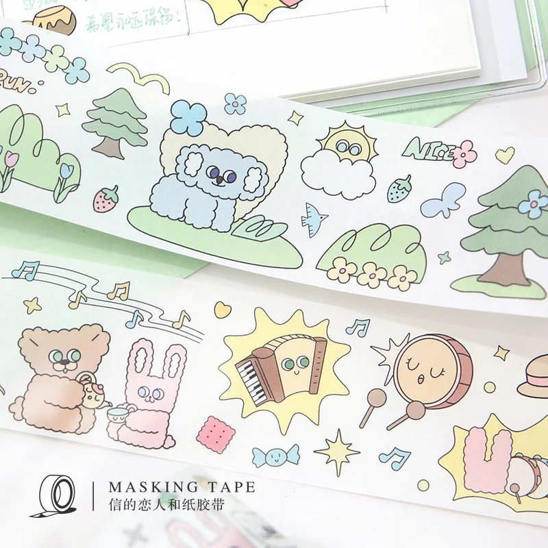 Cartoon Masking Tape DIY Album Planner Office Plant Journal Planner Accessories Decoration Collage Masking Tapes Gift