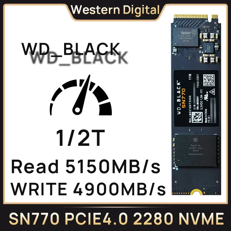 Western Digital WD Black SN770 NVMe M.2 SSD 2TB 1TB 500GB PCIe 4.0 Gen4 2280 for Gaming Laptop Computer Mini PC PS5 Notebook