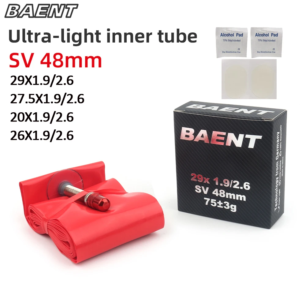 BAENT Small Wheel Bicycle Mountain Bike Ultra-Llight Tire 26/20/27.5/29X1.9/2.6 Schrader Valve SV 48MM MTB Bicycle Inner Tube