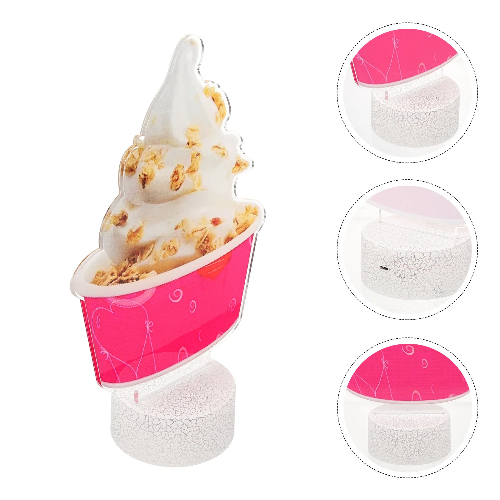

3D Ice Cream LED Light Sign Bedroom Party Decorations Kawaii Room Lamp Corrosion Resistant Long Lasting Stylish Light Bulb