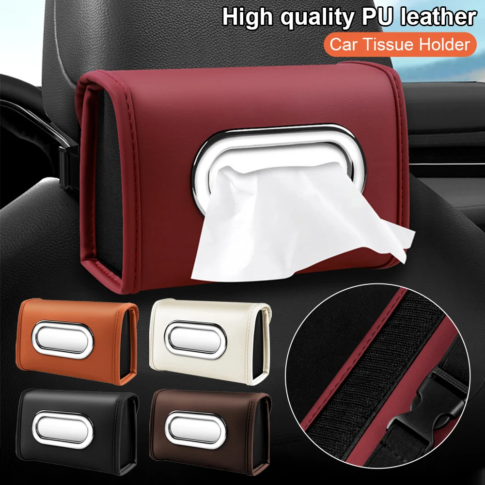 Car Tissue Holder, Tissue Box Cover Keep Car Tidy, Premium PU Leather Backseat Napkin Rectangle Organizer Extra Large Tissue Box