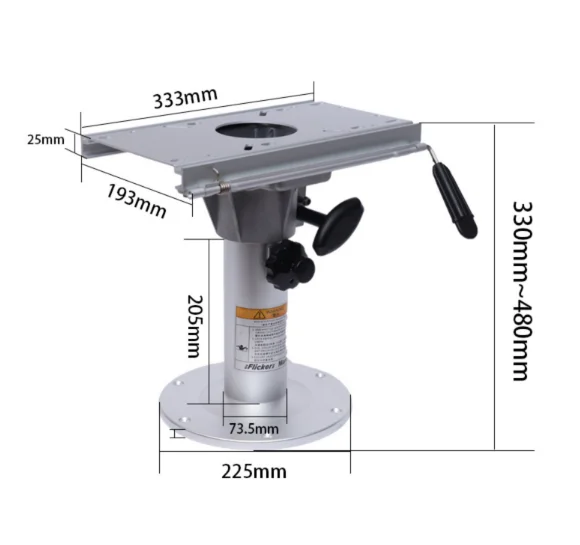 Aluminum Height-Adjustable Boat Seat Pedestal, Removable Base for Yacht/Kayak/Fishing