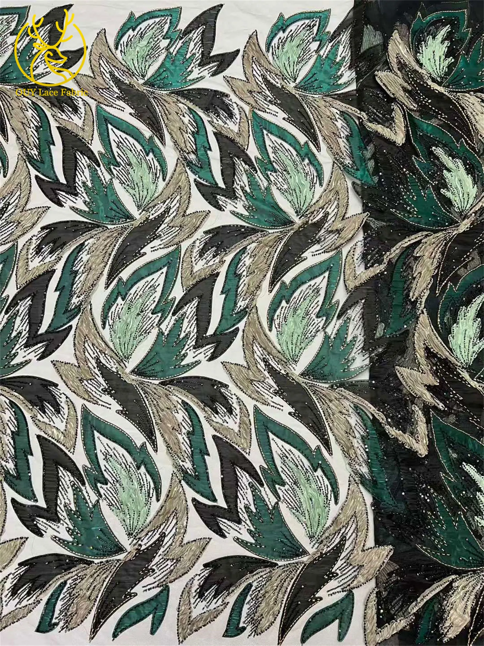 2026 Afrikanischer Perlen-Spitzenstoff 5 Yards Nigerianischer Französischer Pailletten-Tüll-Spitzenstoff für Damen-Abendkleider zum Nähen 5 Yards – Detail 9