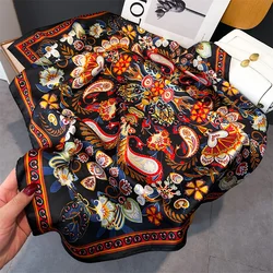 Paisley Print New Fashion Luxury Brand Silk Square Scarf Women Satin Shawls Neckerchief Casual Scarves Bandana Hair Hjiab