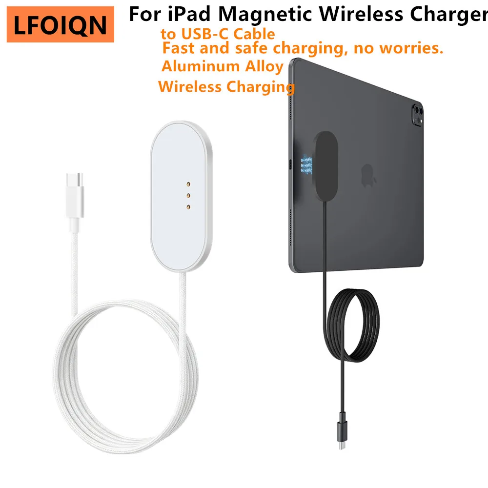 

LFOIQN Magnetic Wireless Charger for iPad Air 11 13 iPad Pro 11 12.9 13 18W/35W Fast Charging with USB C to C Smart iPad Charger
