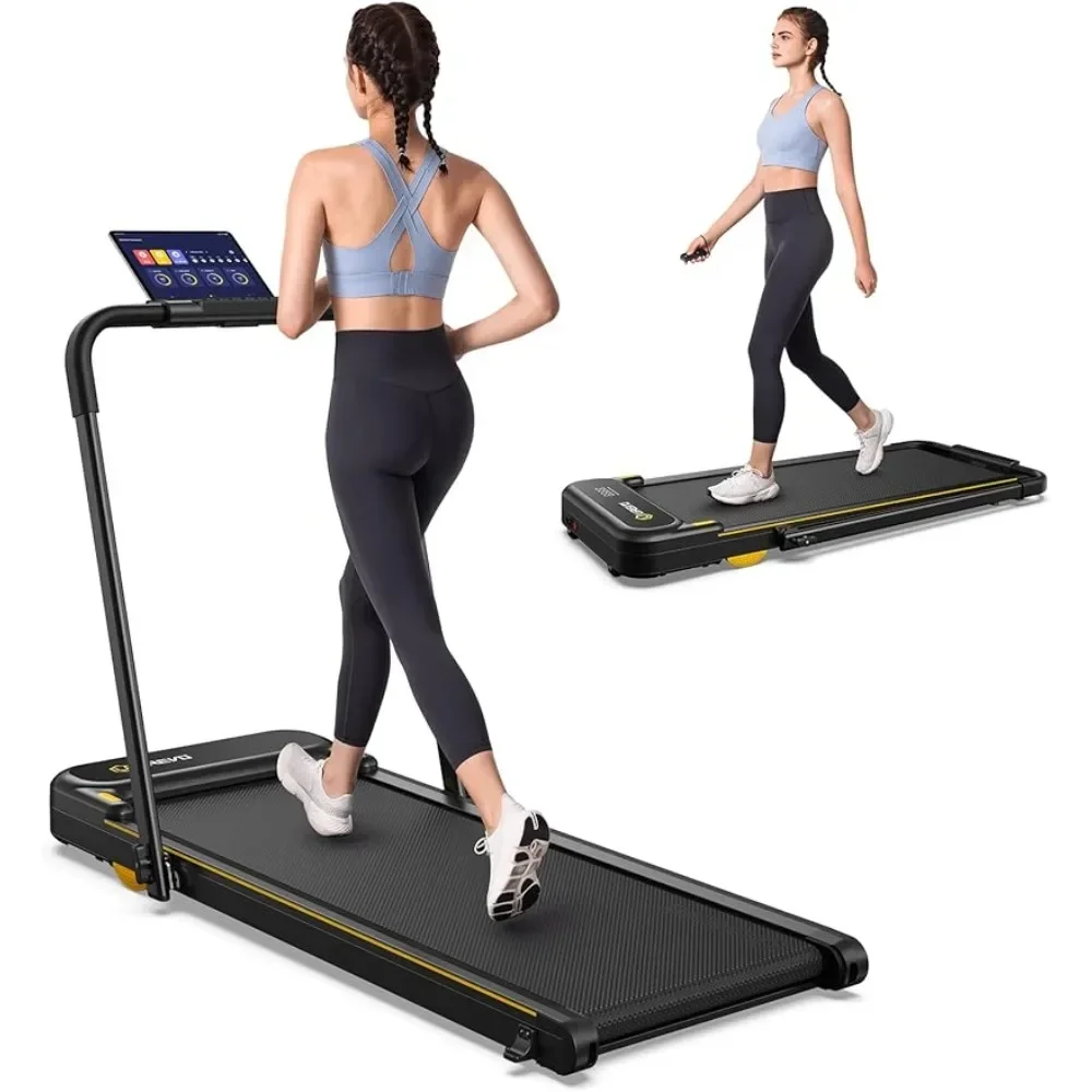 Folding Treadmill 2.5HP 2 in 1 Under Desk Treadmill with Remote Control APP and LED Display 265 lbs Weight Capacity Freight free