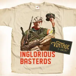 Inglourious Basterds T shirt Tee Natural Vintage Cotton Movie Poster Beige All Sizes