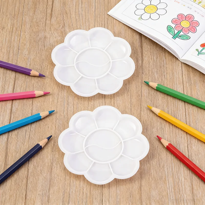 

Flower-Shaped Plastic Paint Palette Set - 10-Well Mixing Trays for Kids & Adults Watercolor, Acrylic Painting & DIY Crafts
