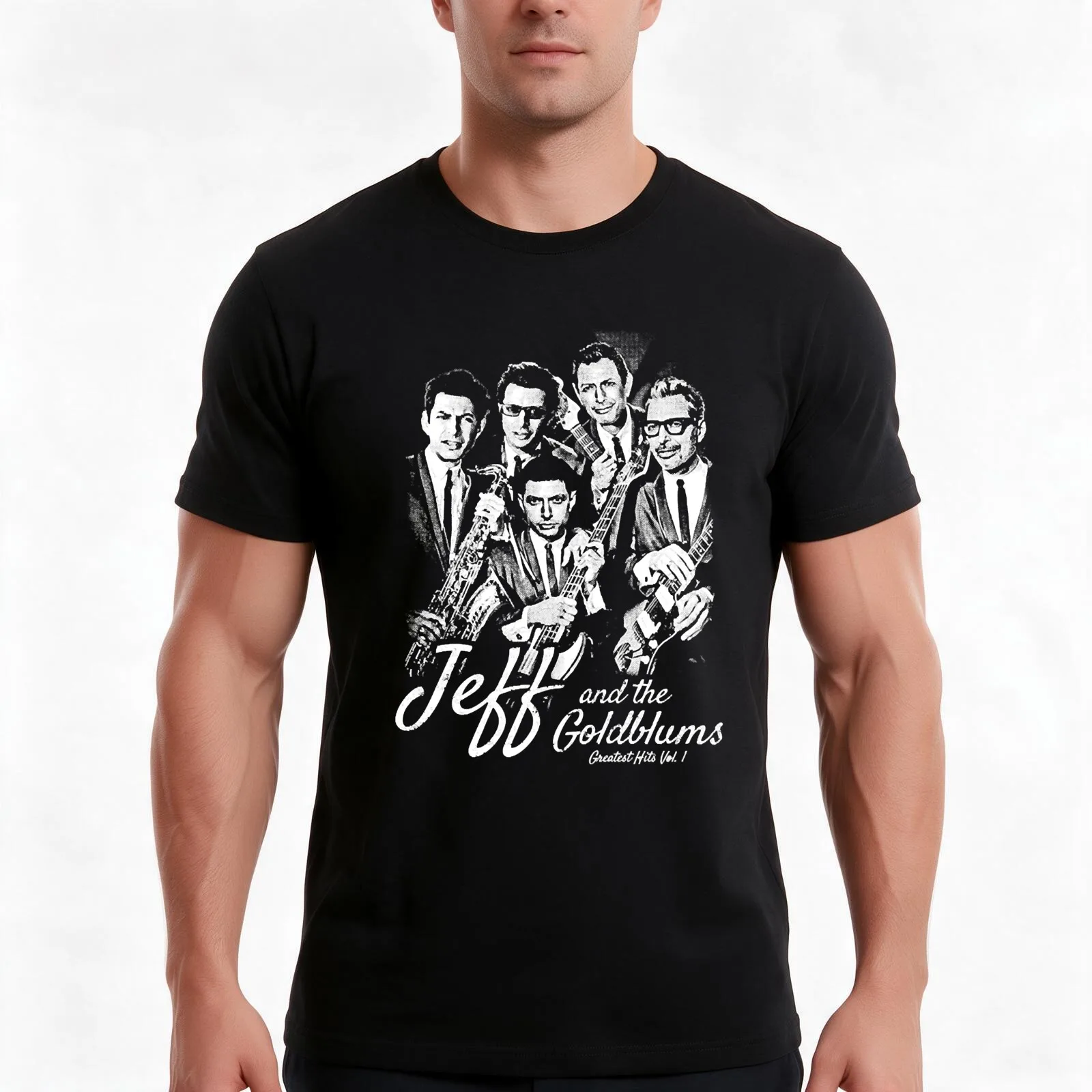 Jeff and the Goldblums Band T-Shirt, Summer Casual Cotton Tee, Oversized Streetwear Tops, Vintage Graphic Print, 100% Cotton