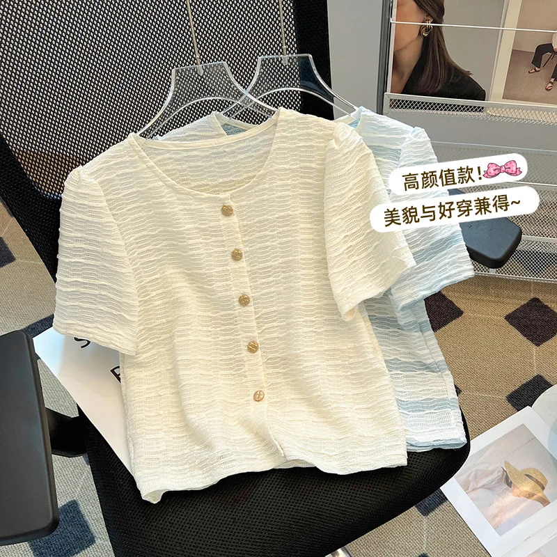 

Women's Shirt Summer 2025 New Fashion Unique Short Sleeved Blouse
