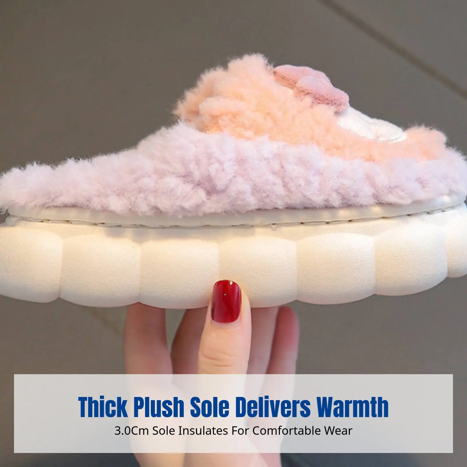 

Детские домашние тапочки с мультяшным кроликом, зимние, плюшевые, нескользящие, на толстой подошве, для родителей и детей, с закрытой пяткой