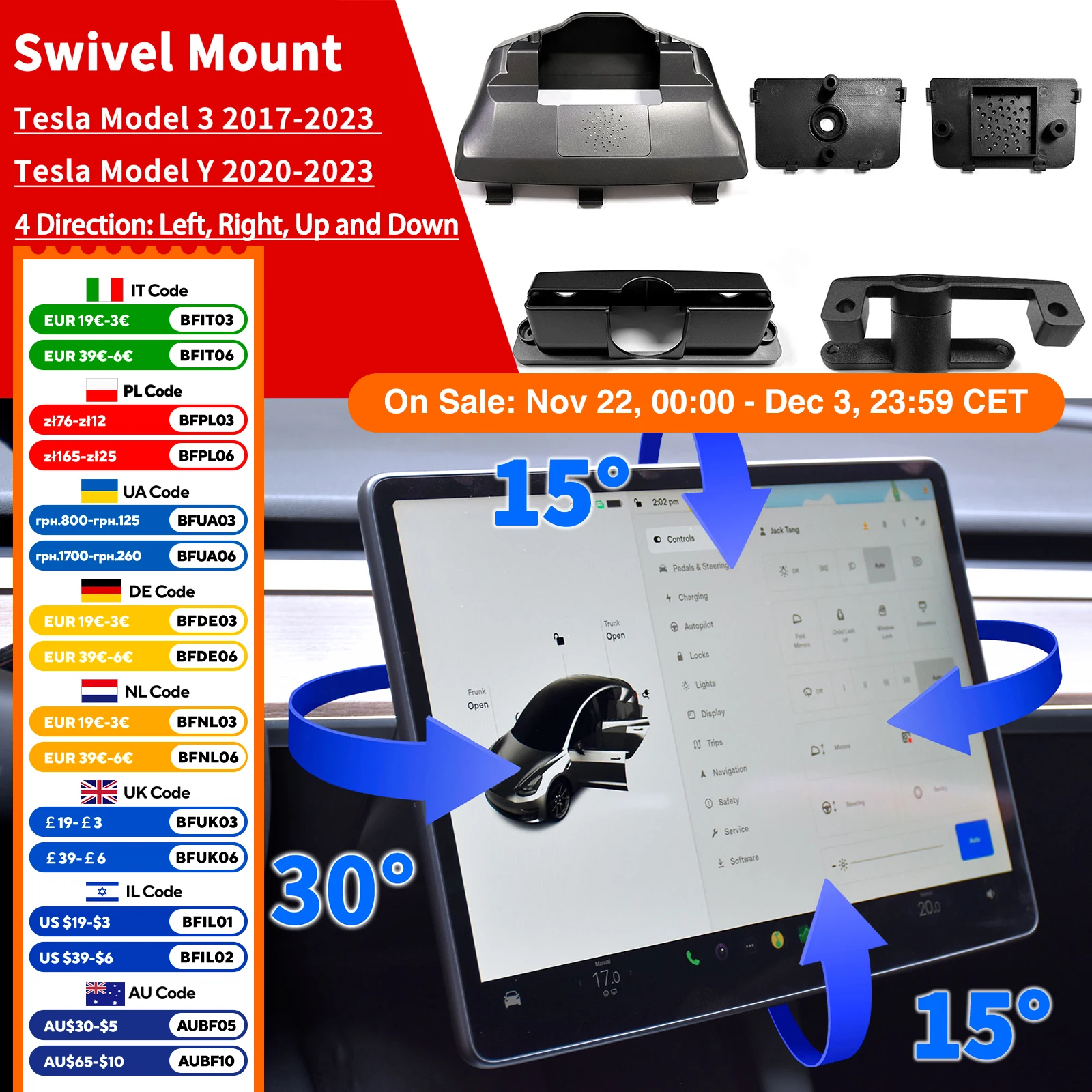 Model Y swivel Mount for Tesla Model 3 highland Tilt Screen Rotating bracket Kit Display Monitor Rotate Accessories 2023 2024