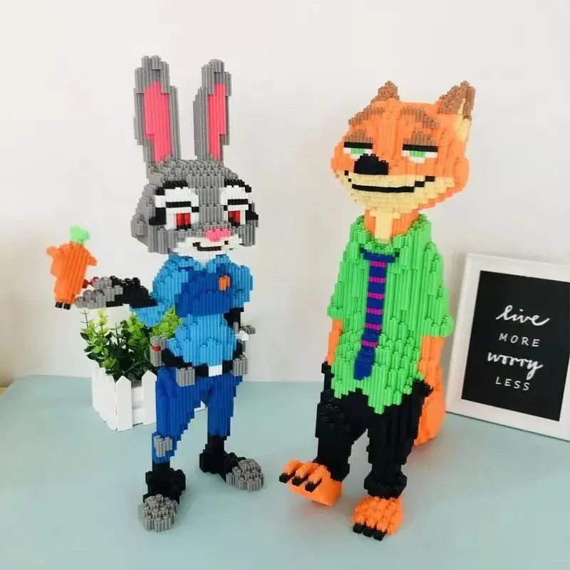 

Disney Crazy Animal City Nick Judy Building Blocks Rabbit Couple Assembly Toys Children's Puzzle