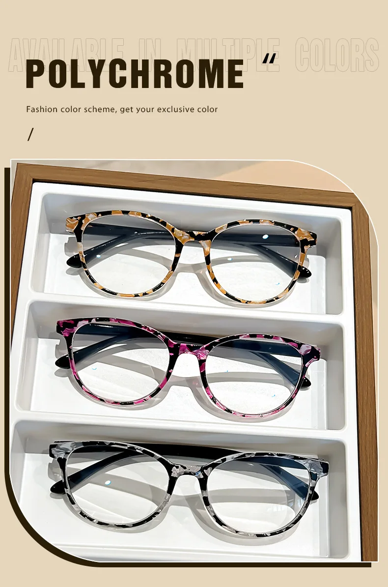 Ultraleichte Anti-Blaulicht-Lesebrille für Damen, modische bedruckte hochauflösende Lesebrille + 100 bis + 400 – Detail 1