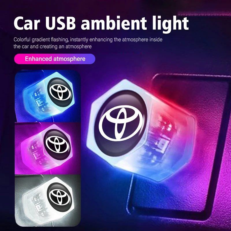 Car USB LED Ambient Light Lamp Gradient Colorful Night Light For Toyota Corolla Prius Auris CHR Land Cruiser Camry Avalon