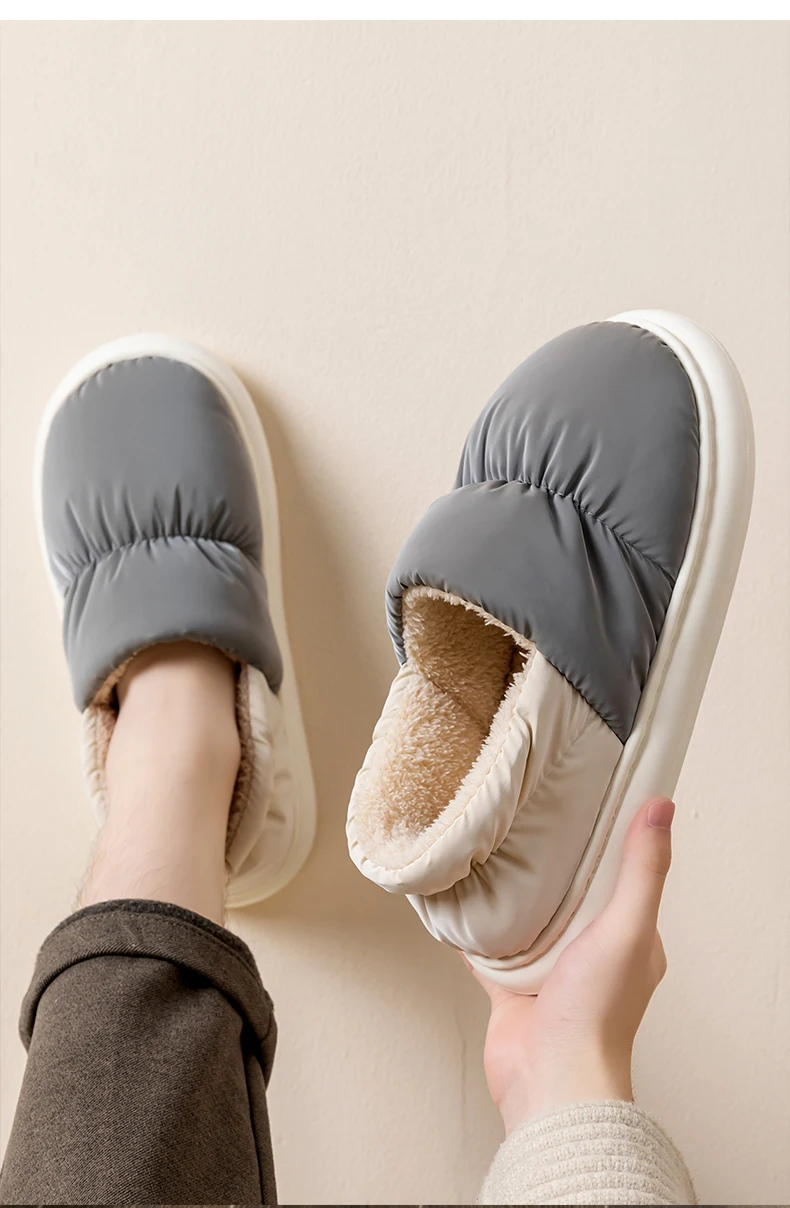 Damen-Fersenbedeckungs-Fleece-Hausschuhe, herunterlaufende Stoffschuhe, rutschfeste Winter-Hausschuhe mit weicher Sohle für den Heim- und Außenbereich – Detail 17