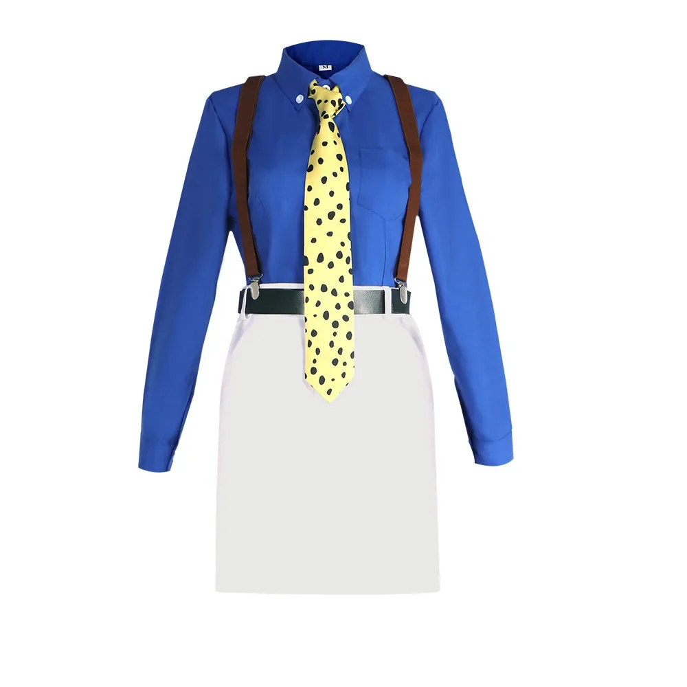 2026 WENAM Nanami Kento Cosplay Costume Women's Shirt Slim Fit Skirt with Tie Suspender Glasses Nanami Kento Women JJK Costume view 5