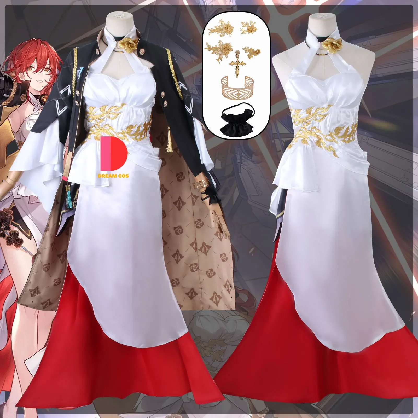 

Honkai Star Rail Murata Himeko Cosplay French Maid Costume Carnival Uniform Wig Anime Halloween Costumes for Men Game Hot Sale