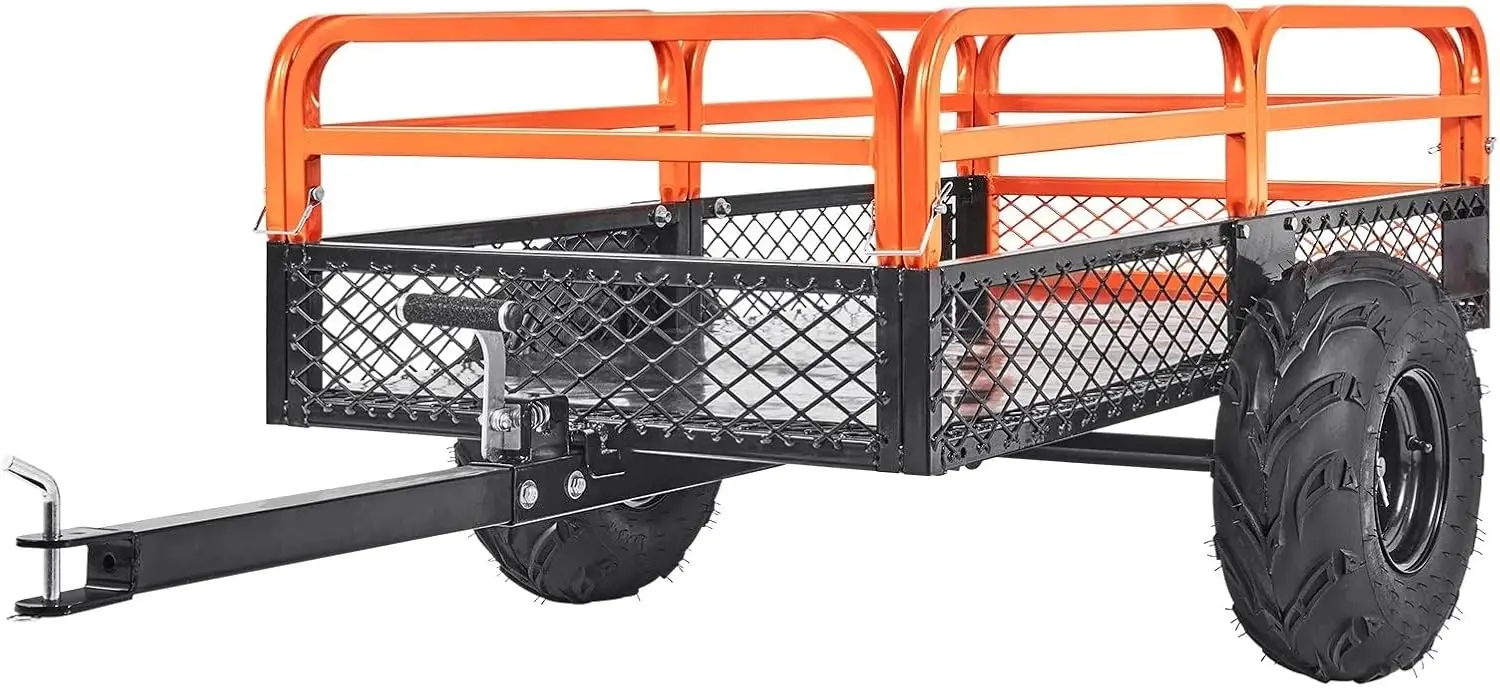 

Heavy Duty Steel ATV Dump Trailer, 1500-Pound Load Capacity 15 Cubic Feet, Tow Behind Dump Cart Garden Trailer