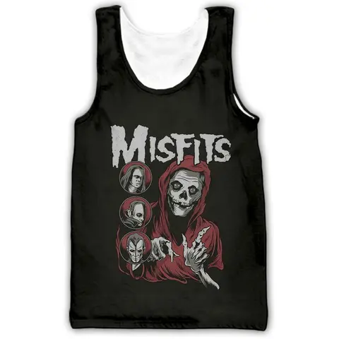 Misfits Rock Band 3D Print Tank Tops New Men's Oversized Fitness Gym Vest Casual Streetwear Harajuku Sleeveless Top Man Clothing