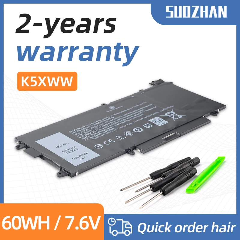 Suozhan K5xww Bateria do Portátil para Dell Latitude 5289 7389 7390 2-in1 Series Notebook 71tg4 725ky N18gg 7.6v 60wh