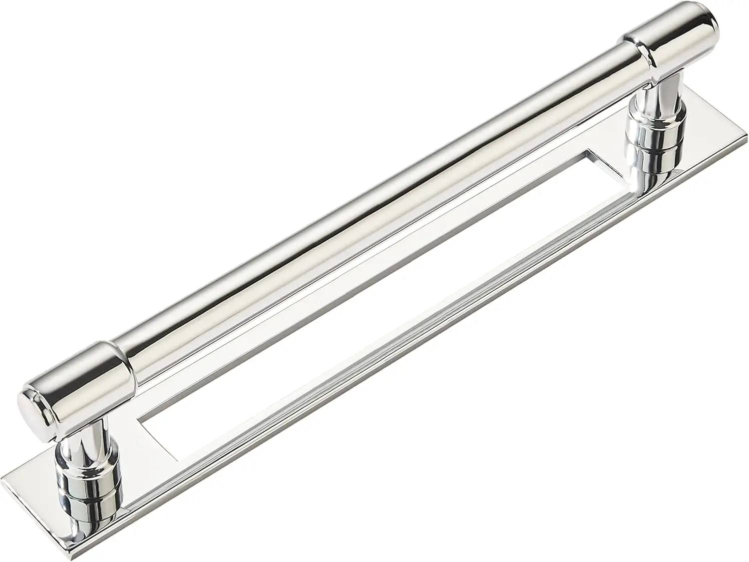 5 Pack 8 Inch(203 mm) Center to Center Polished Nickel Cabinet Pull Backplate with Base Plate Zinc Kitchen Cabinet Handles Drawer Pulls Cabinet Hardware