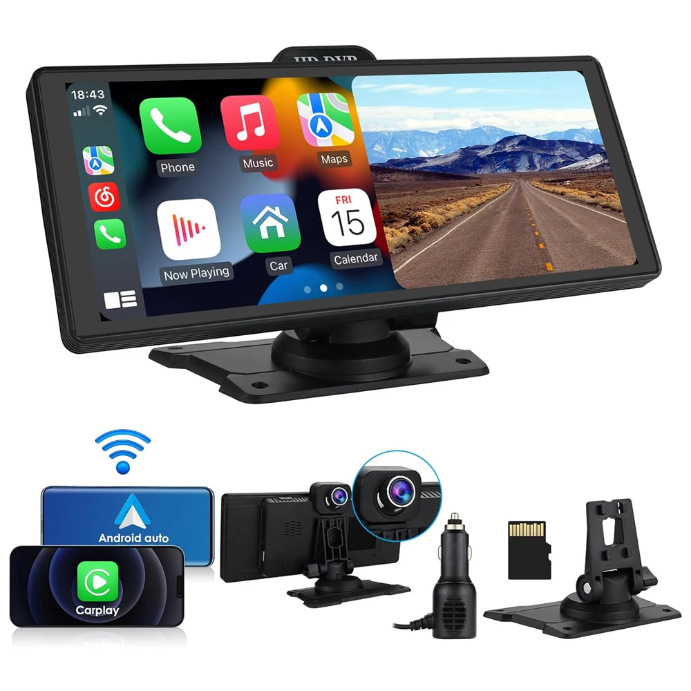 Latest 10.26 Inch 4K Carplay With Light-Sensor Dual Track Stereo Radio Wireless Air Play Carplay With Wireless Android Auto