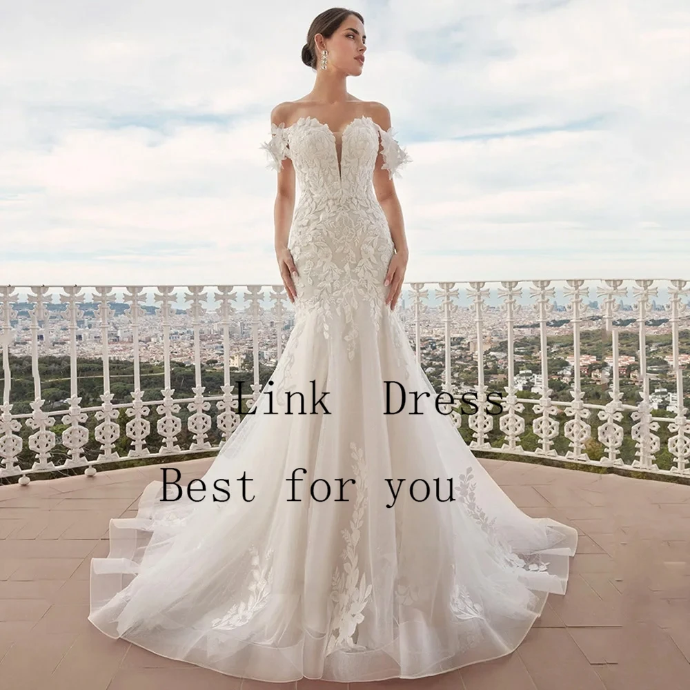Luxury Mermaid Wedding Dresses for Ladies Elegant V Neck Bridal Gowns with Lace Exquisite Sleeveless Vestidos De Novia New