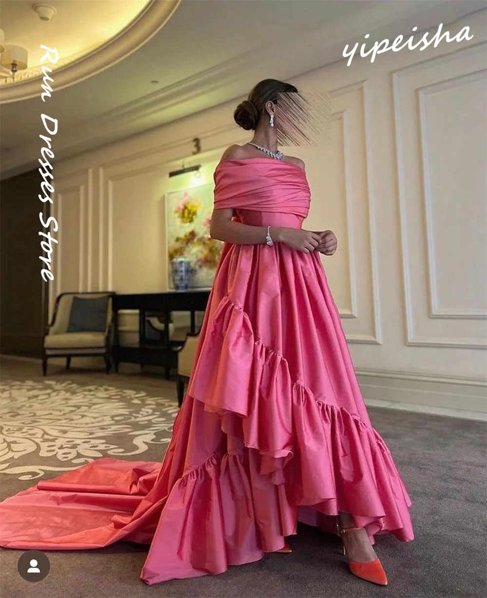 Prom Dress Fashion Off-the-shoulder Ball Gown Quinceanera Draped Charmeuse 투피스 Vestidos Cortos Saudi Arabia