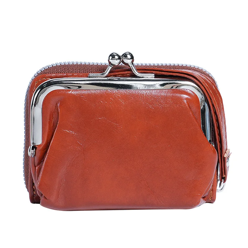 Pu Leather Women Fashion Wrist Strap Short Card Coin Purse Large Capacity Coin Card Holder Clip Bag Multi-card Card Bag Wallet