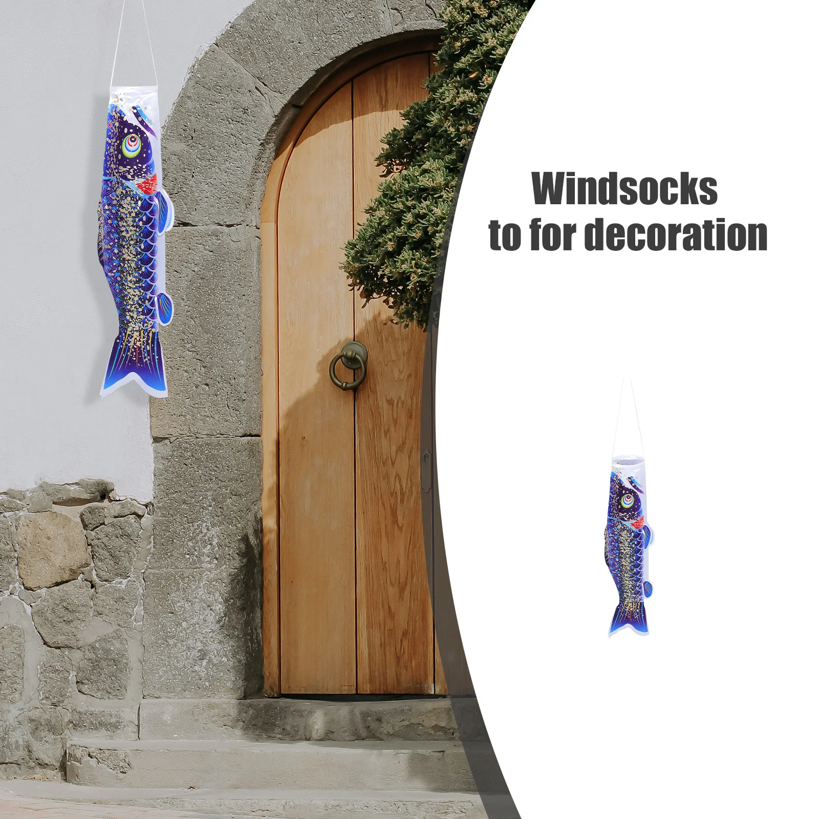 

Japanese Style Fish Windsock Flag Satin Material Durable Outdoor Garden Yard Hanging Decoration Realistic Koi Fish Design