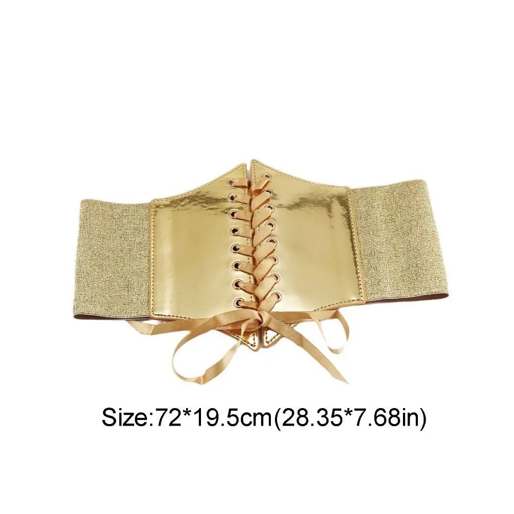 Luxury PU Leather Gold Cummerbunds High Waist Elastic Female Waistband Dress Girdle Wide Waist Belt Clothing Accessories